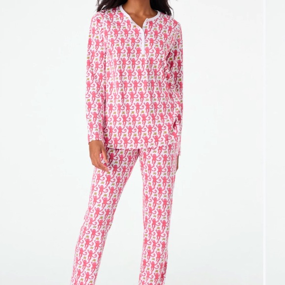 Roller Rabbit Monkey Pajamas in Pink - Petite - Picture 1 of 11